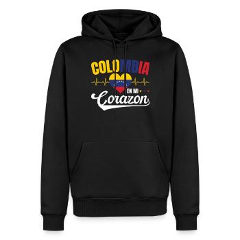 Colombie En Mi Corazon Sagesse Colombiens - Sweat à capuche Premium bio Homme - noir - Devant - Nico (187cm)
