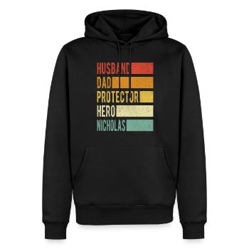 Nicholas nom papa cadeau - Sweat à capuche Premium bio Homme - noir - Devant - Nico (187cm)