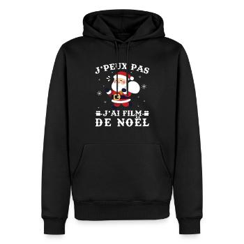 J'peux pas j'ai film de Noël - Sweat à capuche Premium bio Homme - noir - Devant - Nico (187cm)