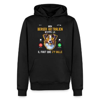 Berger Australien m'appelle Chien Humour Homme Fan - Sweat à capuche Premium bio Homme - noir - Devant - Nico (187cm)