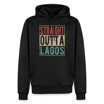 Tout droit sorti de Lagos - Sweat à capuche Premium bio Homme - noir - Devant - Nico (187cm)