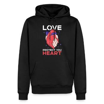 Gesunder Herzschlag Februar-herzbewusstsein - Männer Premium Bio Hoodie - Schwarz - Vorne - Nico (187cm)