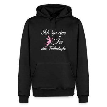 Ich bin eine Fee eine Katastrofee - Männer Premium Bio Hoodie - Schwarz - Vorne - Nico (187cm)