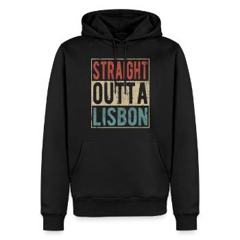Direkt nach Lissabon - Männer Premium Bio Hoodie - Schwarz - Vorne - Nico (187cm)