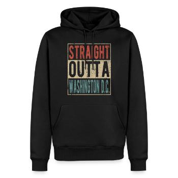 Direkt aus Washington D.C. - Männer Premium Bio Hoodie - Schwarz - Vorne - Nico (187cm)