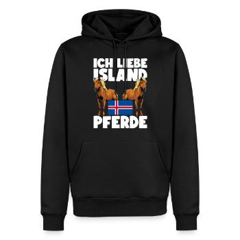 Islandpferd Island Pferde - Männer Premium Bio Hoodie - Schwarz - Vorne - Nico (187cm)