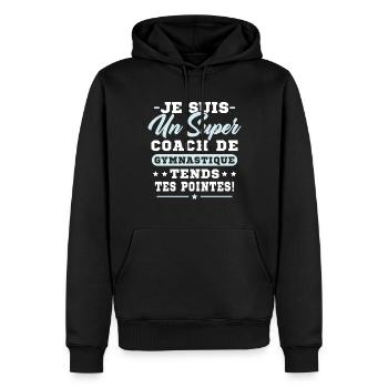 Super Coach De Gymnastique Rythmique Gymnastique - Sweat à capuche Premium bio Homme - noir - Devant - Nico (187cm)