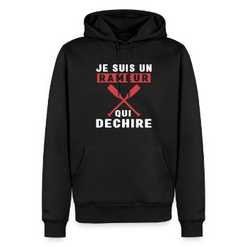 Je Suis Un Rameur qui déchire Humour Avironneur - Sweat à capuche Premium bio Homme - noir - Devant - Nico (187cm)
