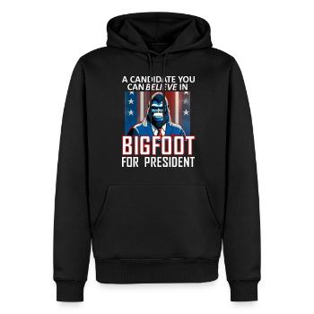 Un candidat en qui vous pouvez croire. Bigfoot pour Presid - Sweat à capuche Premium bio Homme - noir - Devant - Nico (187cm)