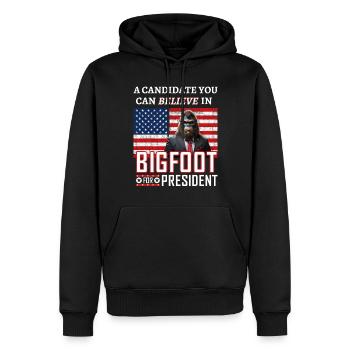 Bigfoot pour le président ! - Sweat à capuche Premium bio Homme - noir - Devant - Nico (187cm)