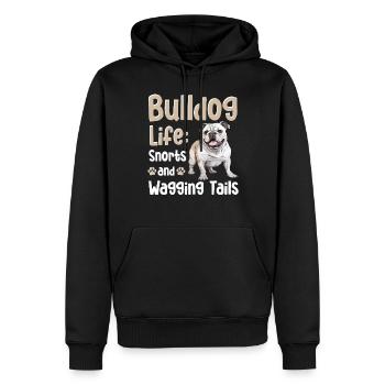 Bouledogue anglais britannique Bulldog Life renifle - Sweat à capuche Premium bio Homme - noir - Devant - Nico (187cm)