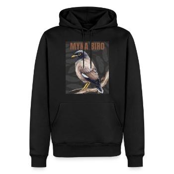 Collection Myna Bird – L’élégance rencontre l’éthéré - Sweat à capuche Premium bio Homme - noir - Devant - Nico (187cm)
