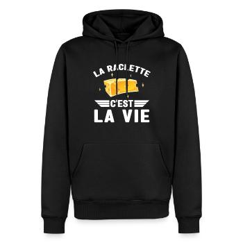 La Raclette C est La Vie Humour Raclette Fromage - Sweat à capuche Premium bio Homme - noir - Devant - Nico (187cm)