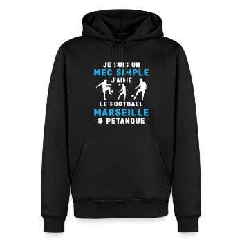 Mec Simple Marseillais Pétanque Amateur Football - Sweat à capuche Premium bio Homme - noir - Devant - Nico (187cm)