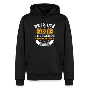 Retraité 2025 Pour Homme Femme Départ Retraite - Sweat à capuche Premium bio Homme - noir - Devant - Nico (187cm)