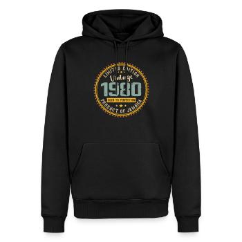 Vintage 1980er 1980er Jahre Geburtstagsgeschenk - Männer Premium Bio Hoodie - Schwarz - Vorne - Nico (187cm)