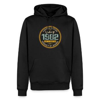 Jahrgang 1982 Geburtstagsgeschenk 1982 - Männer Premium Bio Hoodie - Schwarz - Vorne - Nico (187cm)