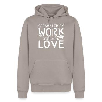 Long Distance Family Separated By Work - Men’s Premium Organic Hoodie - taupe - Front - Nico (187cm)
