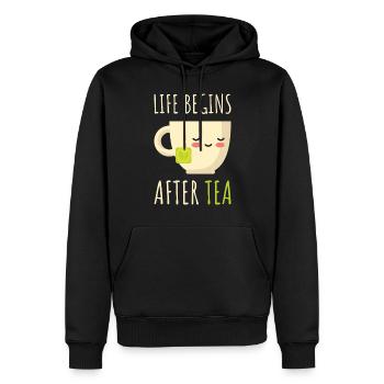 Das Leben beginnt nach dem Tee Niedlicher Teeliebhaber Kawaii-Tee - Männer Premium Bio Hoodie - Schwarz - Vorne - Nico (187cm)