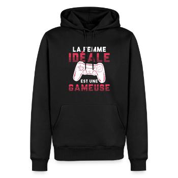 La femme idéale est une gameuse cadeau geek humour - Sweat à capuche Premium bio Homme - noir - Devant - Nico (187cm)