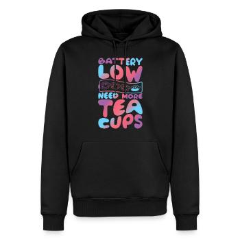 Batterie Niedrig Brauche Mehr Teetassen Groovy Lustiger Tee - Männer Premium Bio Hoodie - Schwarz - Vorne - Nico (187cm)