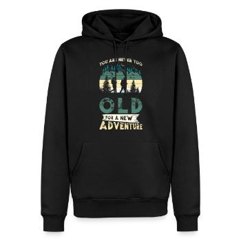 Wanderabenteuer Wanderer Geschenk Bergwald - Männer Premium Bio Hoodie - Schwarz - Vorne - Nico (187cm)