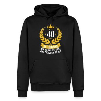 Schaltjahr 40 Jahre - Männer Premium Bio Hoodie - Schwarz - Vorne - Nico (187cm)