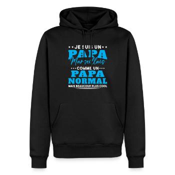 Papa Marseillais Humour Cadeau De Noël - Sweat à capuche Premium bio Homme - noir - Devant - Nico (187cm)