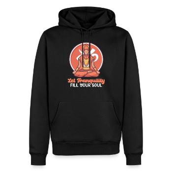 Yoga, Pleine conscience, Pratique, Méditation, Manifestation - Sweat à capuche Premium bio Homme - noir - Devant - Nico (187cm)