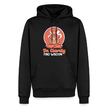 Yoga, Pleine conscience, Pratique, Méditation, Manifestation - Sweat à capuche Premium bio Homme - noir - Devant - Nico (187cm)