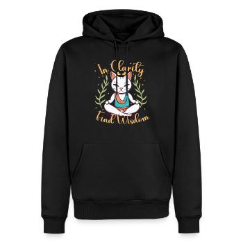 Yoga, Pleine conscience, Pratique, Méditation, Manifestation - Sweat à capuche Premium bio Homme - noir - Devant - Nico (187cm)