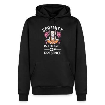 Yoga, Pleine conscience, Pratique, Méditation, Manifestation - Sweat à capuche Premium bio Homme - noir - Devant - Nico (187cm)