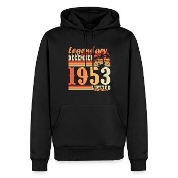 Legende 70 Jahre 1953 Dezember 70 Jahre Jubiläum - Männer Premium Bio Hoodie - Schwarz - Vorne - Nico (187cm)