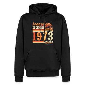 Legende 50 Jahre 1973 Dezember 50 Jahre Jubiläum - Männer Premium Bio Hoodie - Schwarz - Vorne - Nico (187cm)