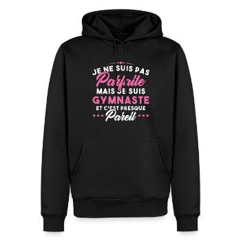 Cadeau gymnastique par parfaite mais Gymnaste - Sweat à capuche Premium bio Homme - noir - Devant - Nico (187cm)