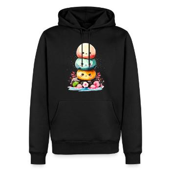 Kawaii Mochi Crème Glacée Dessert Japonais Japon - Sweat à capuche Premium bio Homme - noir - Devant - Nico (187cm)