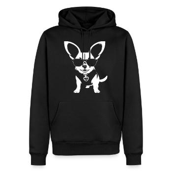 Lustiger Chihuahua mit Sonnenbrille Chihuahuas - Männer Premium Bio Hoodie - Schwarz - Vorne - Nico (187cm)