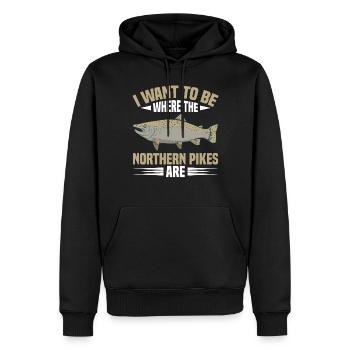 Nördlicher Hechtfischer Hecht Angelrute Hechtfisch - Männer Premium Bio Hoodie - Schwarz - Vorne - Nico (187cm)
