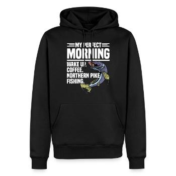 Nördlicher Hechtfischer Hecht Angelrute Hechtfisch - Männer Premium Bio Hoodie - Schwarz - Vorne - Nico (187cm)