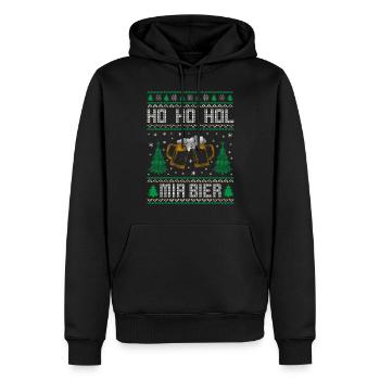 HO HO HOL MIR BIER | Ugly Christmas Weihnachten - Männer Premium Bio Hoodie - Schwarz - Vorne - Nico (187cm)