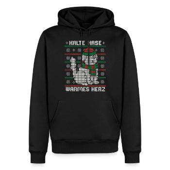 KALTE NASE WARMES HERZ Ugly Christmas Design Hund - Männer Premium Bio Hoodie - Schwarz - Vorne - Nico (187cm)