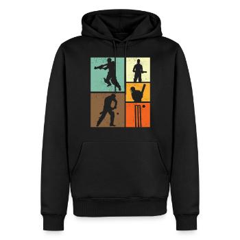 Vintage Cricket Spieler Design im Retro-Stil für - Männer Premium Bio Hoodie - Schwarz - Vorne - Nico (187cm)
