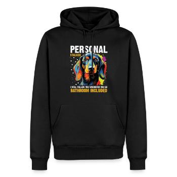 Dachshund wiener sausage dog Personal stalker - Männer Premium Bio Hoodie - Schwarz - Vorne - Nico (187cm)