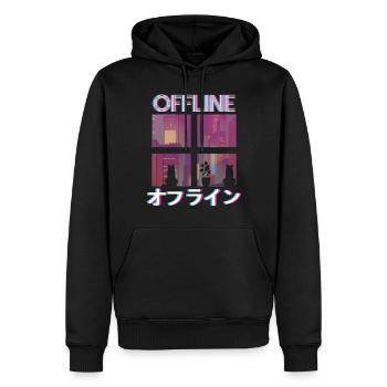 80's Retro Vaporwave Aesthetic Offline - Men’s Premium Organic Hoodie - black - Front - Nico (187cm)