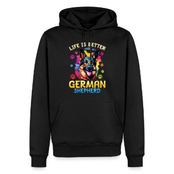 La vie d’un chien de compagnie est meilleure avec un berger allemand - Sweat à capuche Premium bio Homme - noir - Devant - Nico (187cm)