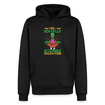 Yoga, Pleine conscience, Pratique, Méditation, Manifestation - Sweat à capuche Premium bio Homme - noir - Devant - Nico (187cm)