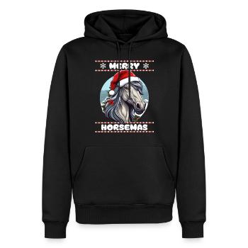 Hübsches Pferd wünscht Frohe Weihnachten Mädchen - Männer Premium Bio Hoodie - Schwarz - Vorne - Nico (187cm)
