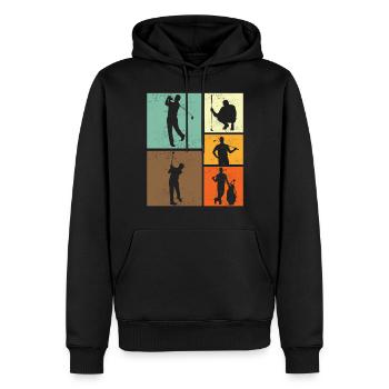 Golfliebhaber Retro-Vintage-Stil Golfer Golfen - Männer Premium Bio Hoodie - Schwarz - Vorne - Nico (187cm)