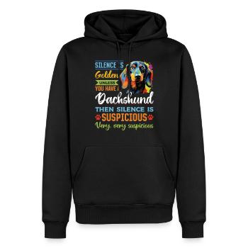Dachshund wiener sausage dog Silence is Golden - Männer Premium Bio Hoodie - Schwarz - Vorne - Nico (187cm)
