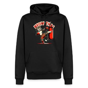Muay Thai Arts Martiaux Cat Meow Thaï Boxe Thaïlandaise - Sweat à capuche Premium bio Homme - noir - Devant - Nico (187cm)
